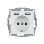 Gniazdo schuko + 2x USB ładowania Berker B.Kwadrat Gniazdo schuko + 2x USB ładowania Berker B.Kwadrat