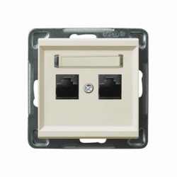 OSPEL SONATA Gniazdo komputerowe podw. 2xRJ45 kat.5e ecru GPK-2R/K/m/27