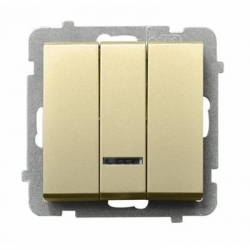 OSPEL SONATA Łącznik potrójny 10AX szampański złoty IP20 ŁP-13RS/m/39