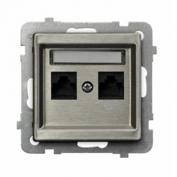 OSPEL SONATA Gniazdo komputerowe podwójne 2xRJ45 kat.6 stal inox KRONE GP