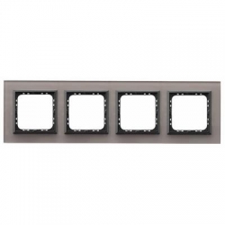 OSPEL SONATA Ramka poczwórna szare szkło i czarna ramka 4mm R-4RGC/41/25