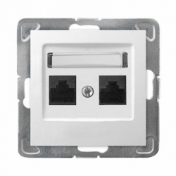 OSPEL IMPRESJA Gniazdo komputerowe podwójne RJ45 kat.6 białe GPK-2Y/K6/m/00