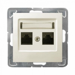 OSPEL IMPRESJA Gniazdo komputerowe podwójne RJ45 kat.6 ecrue GPK-2Y/K6/m/27