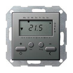 Gira Reg. temp. 230 V z zegarem Gira E22 naturalny stalowy