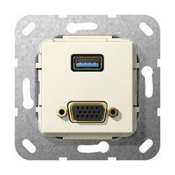 Gira USB 3.0 A, VGA Przejściówka Urządze nie podtynk. kremowy System 55