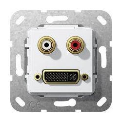 Gira DVI, Cinch audio Rozgałęźnik kabl. Urządzenie podtynk. biały System 55