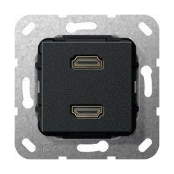 Gira HDMI podwójny Przejściówka Urządzen ie podtynk. czarny matowy System 55