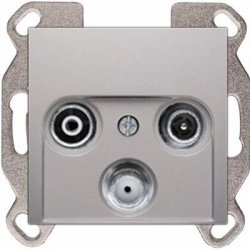 HAGER POLO Berker B.3/B.7 Gniazdo RTV -SAT przelotowe alu 53455321+12031404