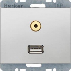 HAGER POLO Berker K.5 Gniazdo USB/3.5mm audio aluminium 3315397003