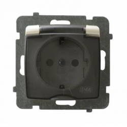 OSPEL KARO Gniazdo hermetyczne z/u 16A schuko IP44 srebrny GPH-1SS/m/43/d