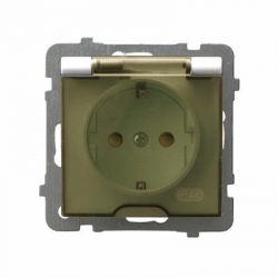 OSPEL AS Gniazdo pojedyncze z/u 16A IP44 z klapką ecru GPH-1GZ/m/27/d