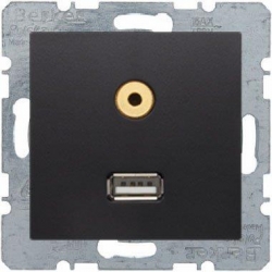 HAGER POLO Berker B.3/B.7 gniazdo USB 3,5mm audio antracyt 3315391606