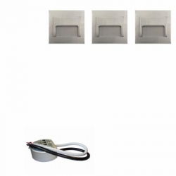 Zestaw 3x oprawa schodowa ontario satyna + zasilacz puszka fi60 20W 12V DC ciepła