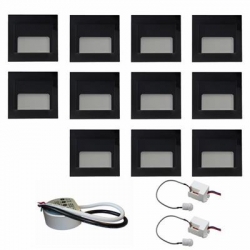 Zest 11 x oprawa schodowa ontario czarna ciepła + zasilacz 20W 12V DC+ 2 czujniki 230V
