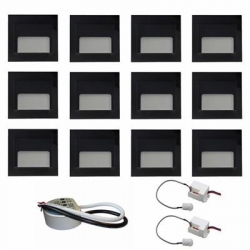 Zest 12 x oprawa schodowa ontario czarna ciepła + zasilacz 20W 12V DC+ 2 czujniki 230V