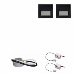 Zest 2 x oprawa schodowa ontario czarna zimna + zasilacz 20W 12V DC+ 2 czujniki 230V