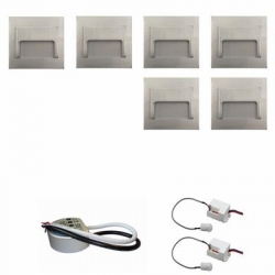 Zest. 6 x oprawa schodowa ontario satyna zimna +zasilacz 20W 12V DC+ 2 czujniki 12V DC