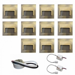 Zest 11x oprawa schodowa ontario mosiądz ciepła +zasilacz 20W 12V DC+ 2 czujniki 12V DC