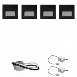 Zest 4 x oprawa schodowa ontario czarna ciepła +zasilacz 20W 12V DC+ 2 czujniki 12V DC