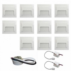 Zest 11 x oprawa schodowa ontario biała ciepła +zasilacz 20W 12V DC+ 2 czujniki 12V DC