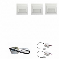 Zest 3 x oprawa schodowa ontario biała zimna +zasilacz 20W 12V DC+ 2 czujniki 12V DC