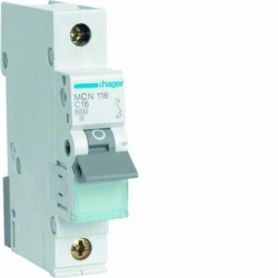 HAGER POLO Wyłącznik nadprądowy 1P C 16A 6kA AC MCN116E