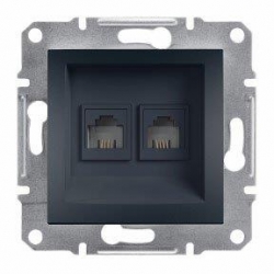 SCHNEIDER ELECTRIC ASFORA Gniazdo komputerowe podwójne 2xRJ45 kat. 5e nieekranowane antracyt EPH4400171