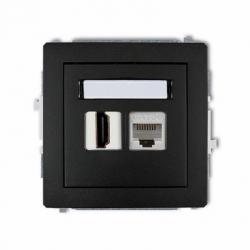 Karlik DECO gniazdo pojedyncze HDMI + gniazdo komp. poj. 1xRJ45, kat. 5e, 8-stykowy czarny mat PODTYNKOWY bez ramki IP 20 12DGHK
