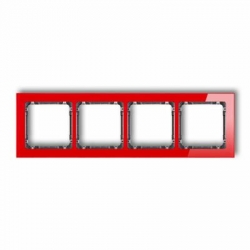 Karlik DECO Ramka uniwersalna poczwórna - efekt szkła ramka czerwona spód grafitowy czerwony PODTYNKOWY  IP 20 17-11-DRS-4
