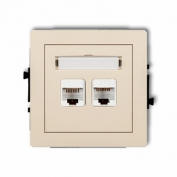 Karlik DECO gniazdo komputerowe podwójne 2xRJ45, kat. 5e, 8-stykowy beżowy PODTYNKOWY bez ramki IP 20 1DGK-2
