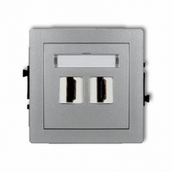 Karlik DECO gniazdo podwójne HDMI srebrny metalik PODTYNKOWY bez ramki IP 20 7DHDMI-2