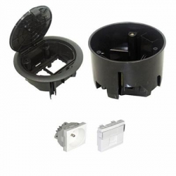 EFAPEL FLOOR BOX puszka podłogowa okrągła EFAPEL 1x gniazdo 230V z/u + 1x gniazdo RJ45 kat. 6 FTP ekranowane