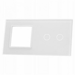 Livolo BIAŁY PANEL SZKLANY 2 + MIEJSCE NA GNIAZDO 702G-61