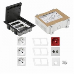 KONTAKT SIMON FLOOR BOX puszka podłogowa 3x gniazdo pojedyncze z/u + 1x gniazdo DATA +1x RTV-SAT+ 1x gniazdo RJ45 kat.6 nieekranowane + kaseta do wyle