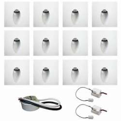 Zest 12 x oprawa schodowa STEPI biała ciepła +zasilacz 20W 12V DC+ 2 czujniki 12V DC