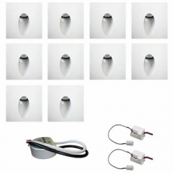 Zest 10 x oprawa schodowa STEPI biała ciepła +zasilacz 20W 12V DC+ 2 czujniki 12V DC