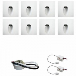 Zestaw 8 x oprawa schodowa STEPI biała ciepła + zasilacz LED 12V DC+ 2 czujniki ruchu 230V