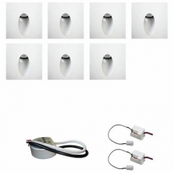 Zestaw 7 x oprawa schodowa STEPI biała ciepła + zasilacz LED 12V DC+ 2 czujniki ruchu 230V