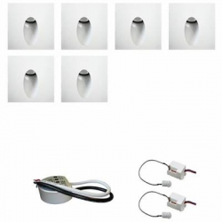 Zestaw 6 x oprawa schodowa STEPI biała ciepła + zasilacz LED 12V DC+ 2 czujniki ruchu 230V