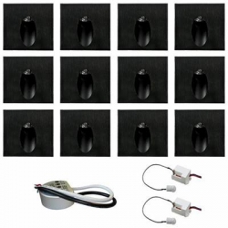 Zest 12 x oprawa schodowa STEPI czarna ciepła + zasilacz 20W 12V DC+ 2 czujniki 230V