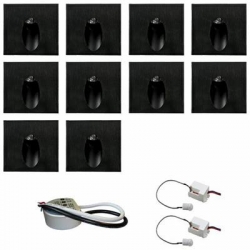 Zest 10 x oprawa schodowa STEPI czarna ciepła + zasilacz 20W 12V DC+ 2 czujniki 230V