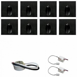 Zestaw 8 x oprawa schodowa STEPI czarna ciepła + zasilacz LED 12V DC+ 2 czujniki ruchu 230V