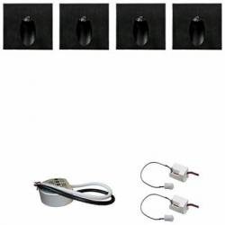 Zestaw 4 x oprawa schodowa STEPI czarna ciepła + zasilacz LED 12V DC+ 2 czujniki ruchu 230V