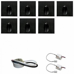 Zest 7 x oprawa schodowa STEPI czarna ciepła +zasilacz 20W 12V DC+ 2 czujniki 12V DC