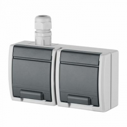ELEKTRO-PLAST NASIELSK AQUANT 1242-65 Gniazdo hermetyczne podwójne z/u IP65 2x2P+Z poziome