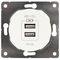 Premiumlux PREMIUMLINE gniazdo USB białe podwójne 2,1A ładowania OVA1028W