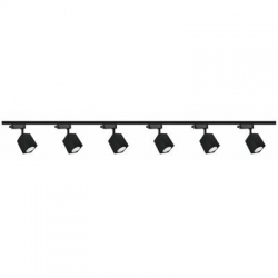 Zestaw 6x lampa OSCAR Track 3F czarna z żarówką led gu10 PHILIPS 5W ciepła biała + szynoprzewód 2 x 2m kolor czarny