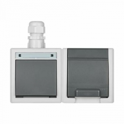 ELEKTRO-PLAST NASIELSK AQUANT 1247-65 Zestaw natynkowy poziomy łącznik uniwersalny + gniazdo pojedyncze hermetyczne z/u IP65 2P+Z