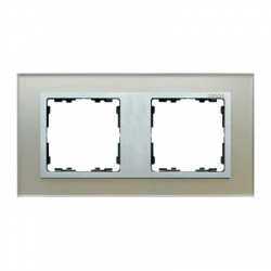 Kontakt Simon Simon 82 Nature Ramka 2-krotna Nature-szkło, Srebrna / pierścień aluminium mat