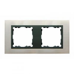 Kontakt Simon Simon 82 Nature Ramka 2-krotna Nature, Stal Inox / pierścień grafit